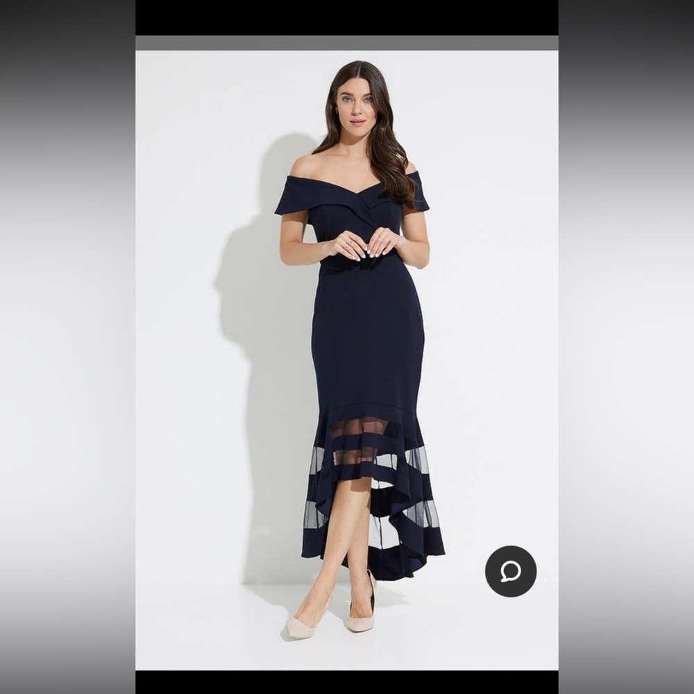 Joseph Ribkoff Off-Shoulder Navy Dress